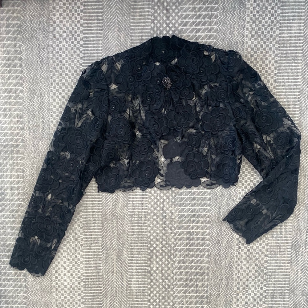 Black floral lace bolero